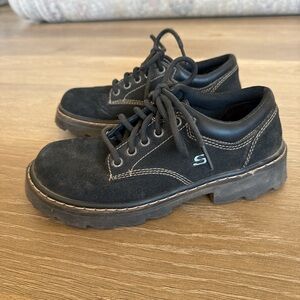 Skechers Black Suede Lace-Up Shoes